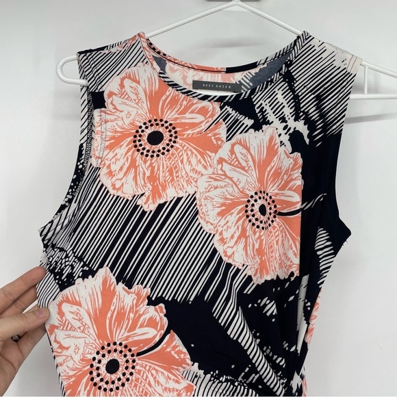 Suzy Shier  pink black Floral fitted twist sleeveless summer casual dress SP - Picture 3 of 14